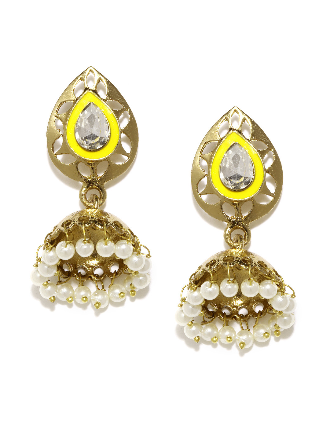 White jhumka earrings clearance