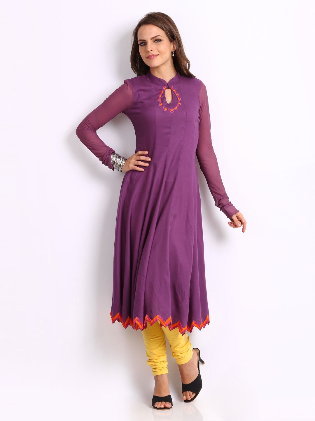 Buy Anouk Women Purple Anarkali Embroidered Kurta Kurtas For Women 245276 Myntra