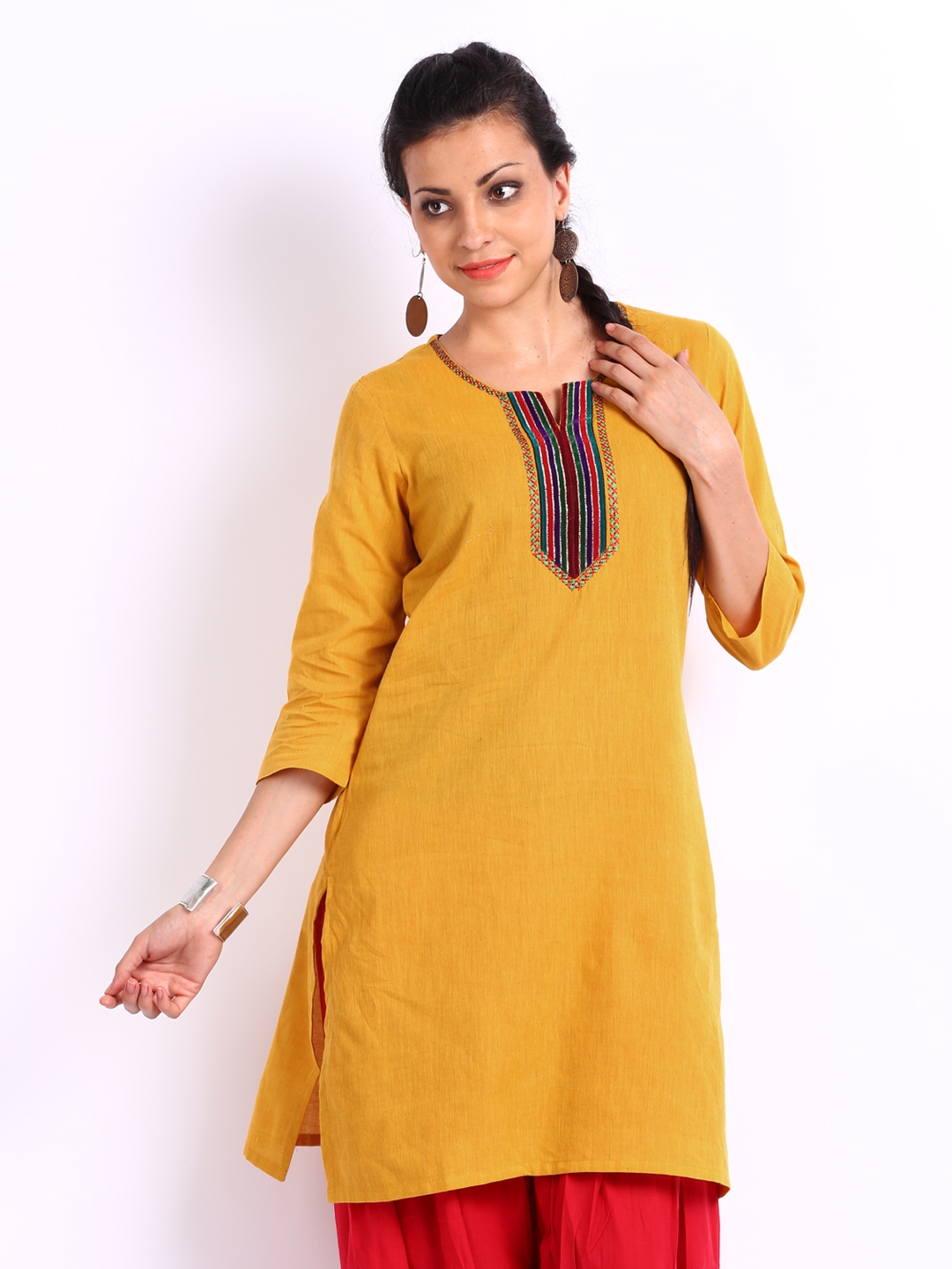 myntra mustard kurti