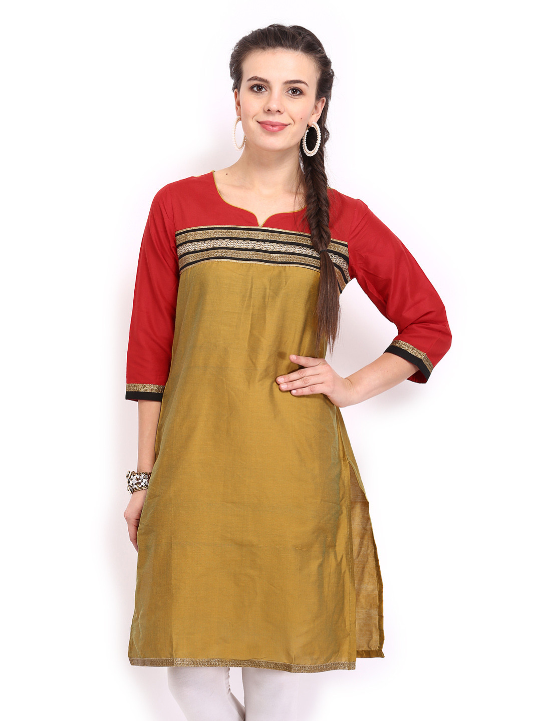 Buy Anouk Women Mustard Yellow Silk Blend Kurta Kurtas for Women
