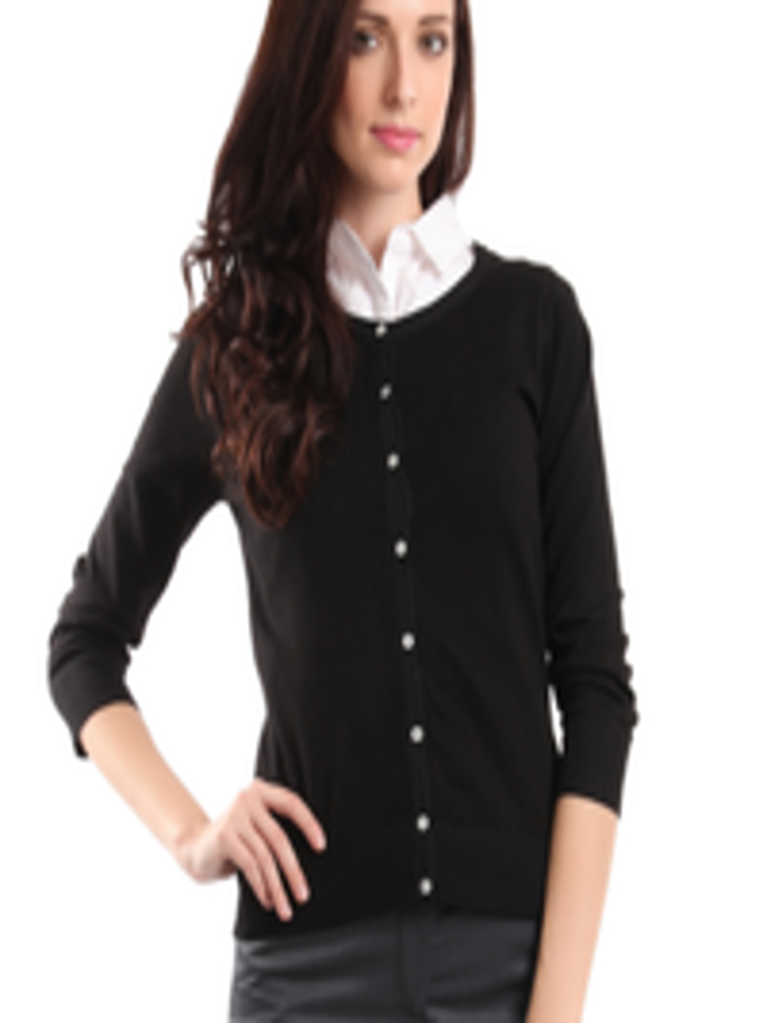 Buy Arrow Women Black Cardigan Sweater - Sweaters for Women 89128 | Myntra