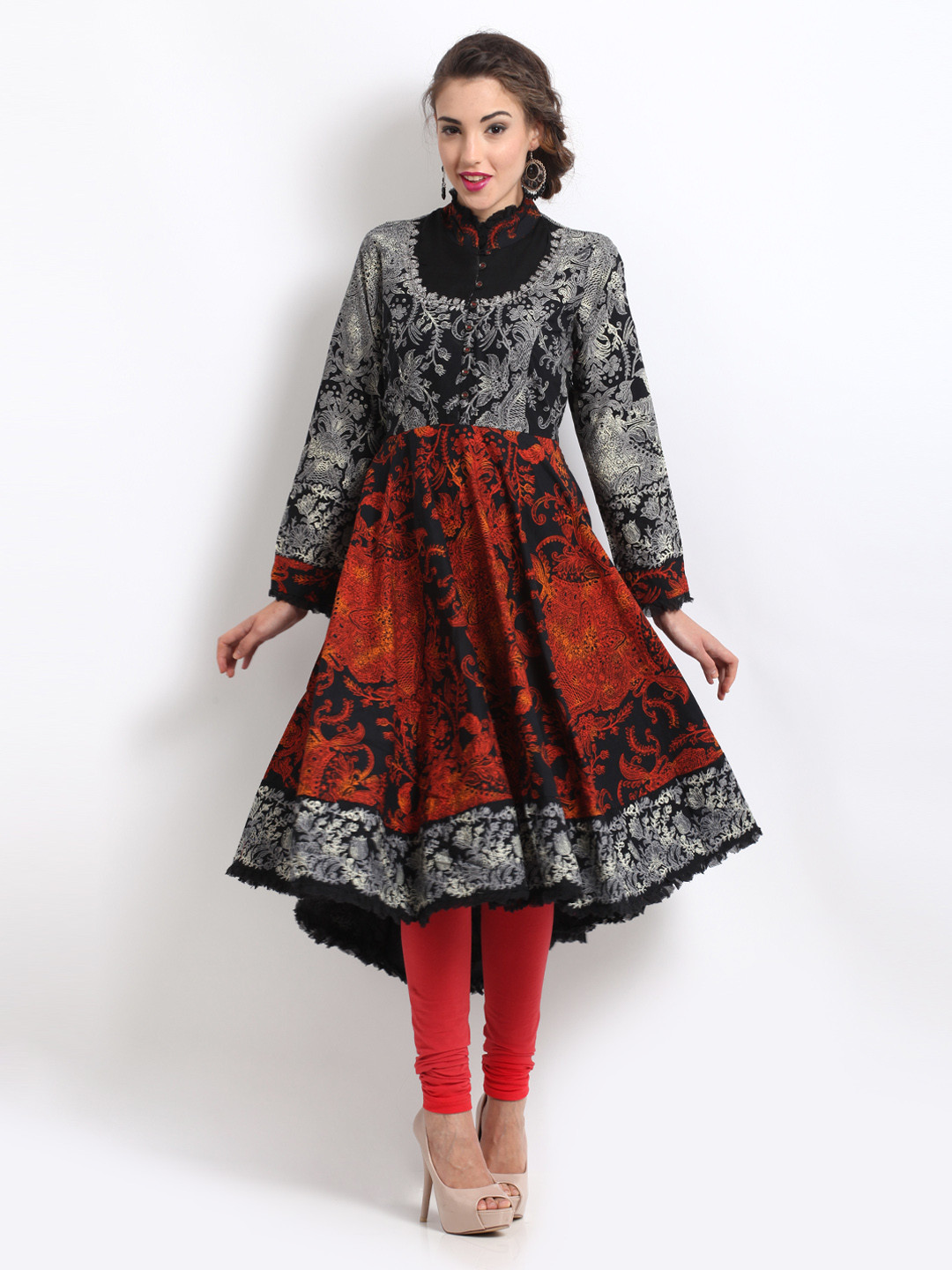 biba red anarkali