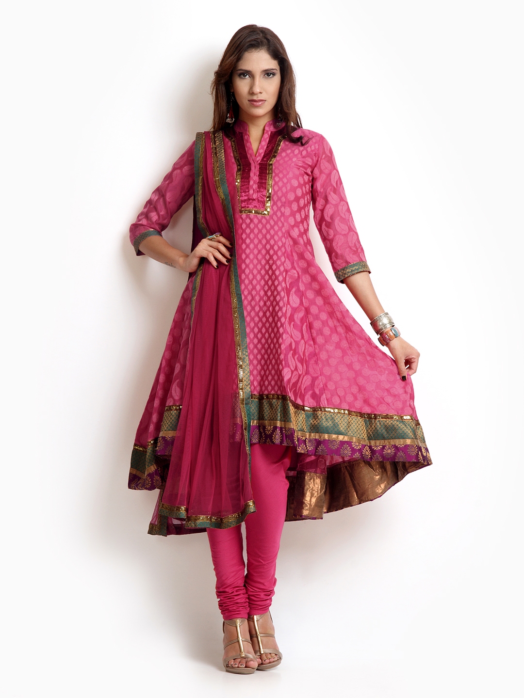 Buy BIBA OUTLET Women Pink Churidar Kurta Set - Kurta Sets for Women ...