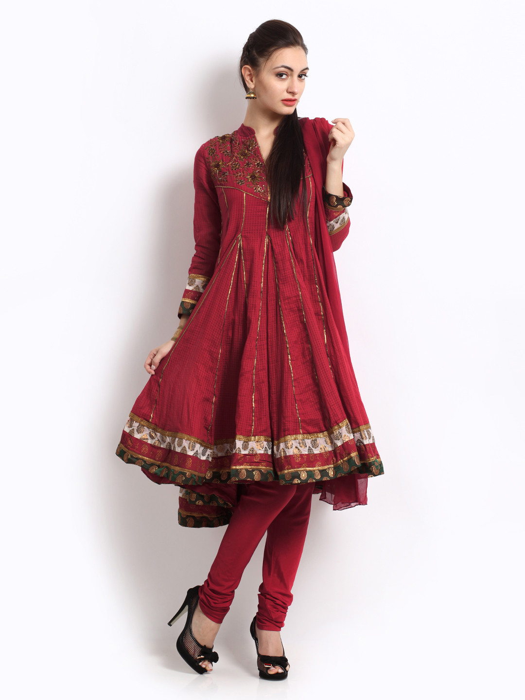 Buy BIBA OUTLET Women Red Anarkali Churidar Kurta Set Kurta Sets for