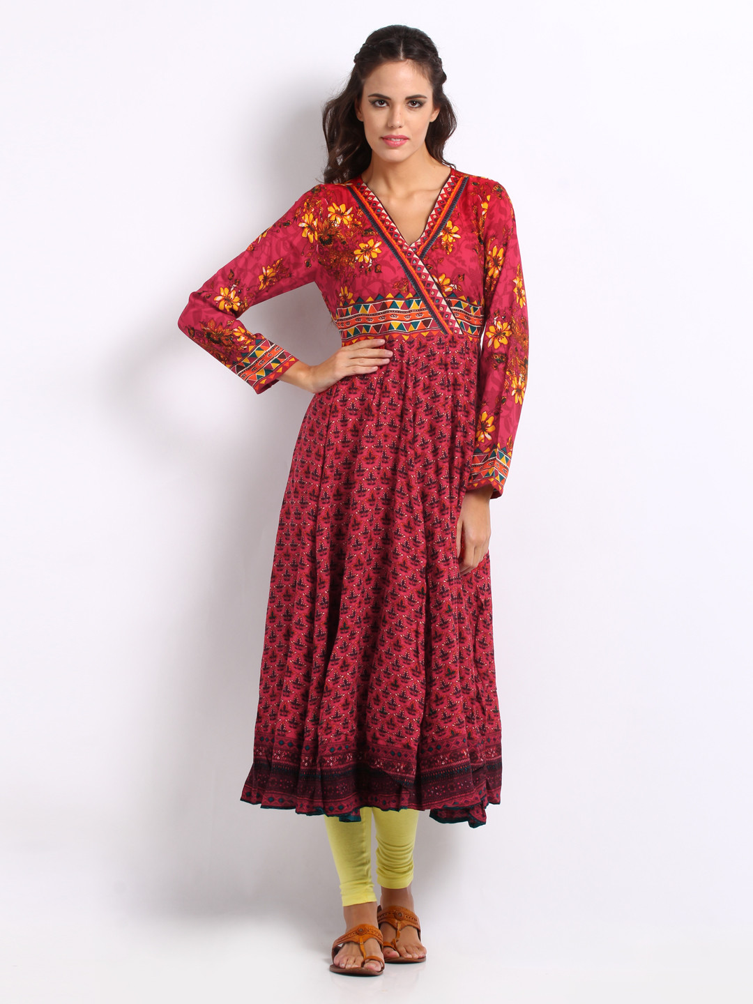 Buy BIBA OUTLET Women Red Printed Anarkali Kurta Kurtas for Women