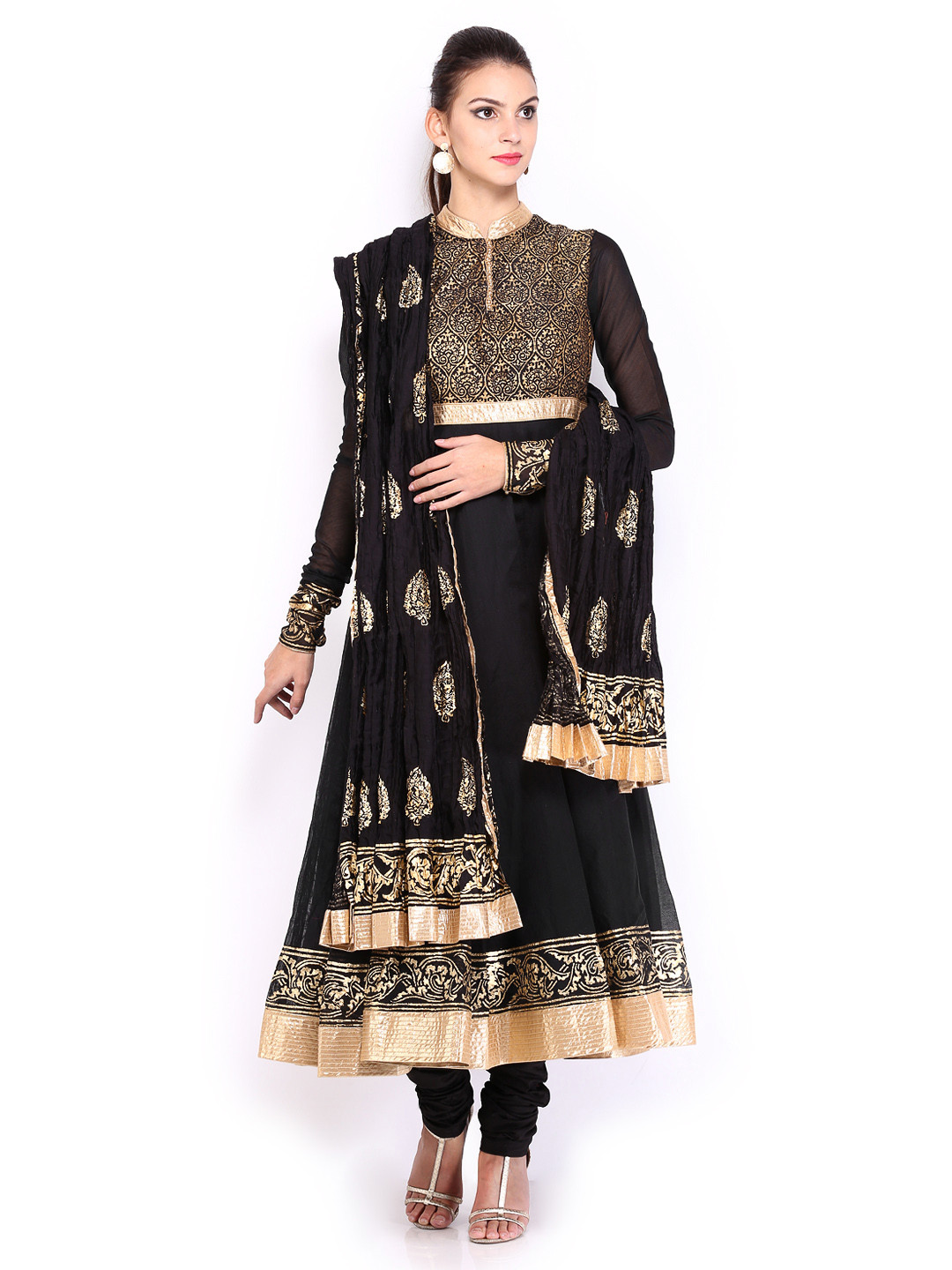 Buy BIBA OUTLET By Rohit Bal Women Black Cotton Silk Anarkali Churidar