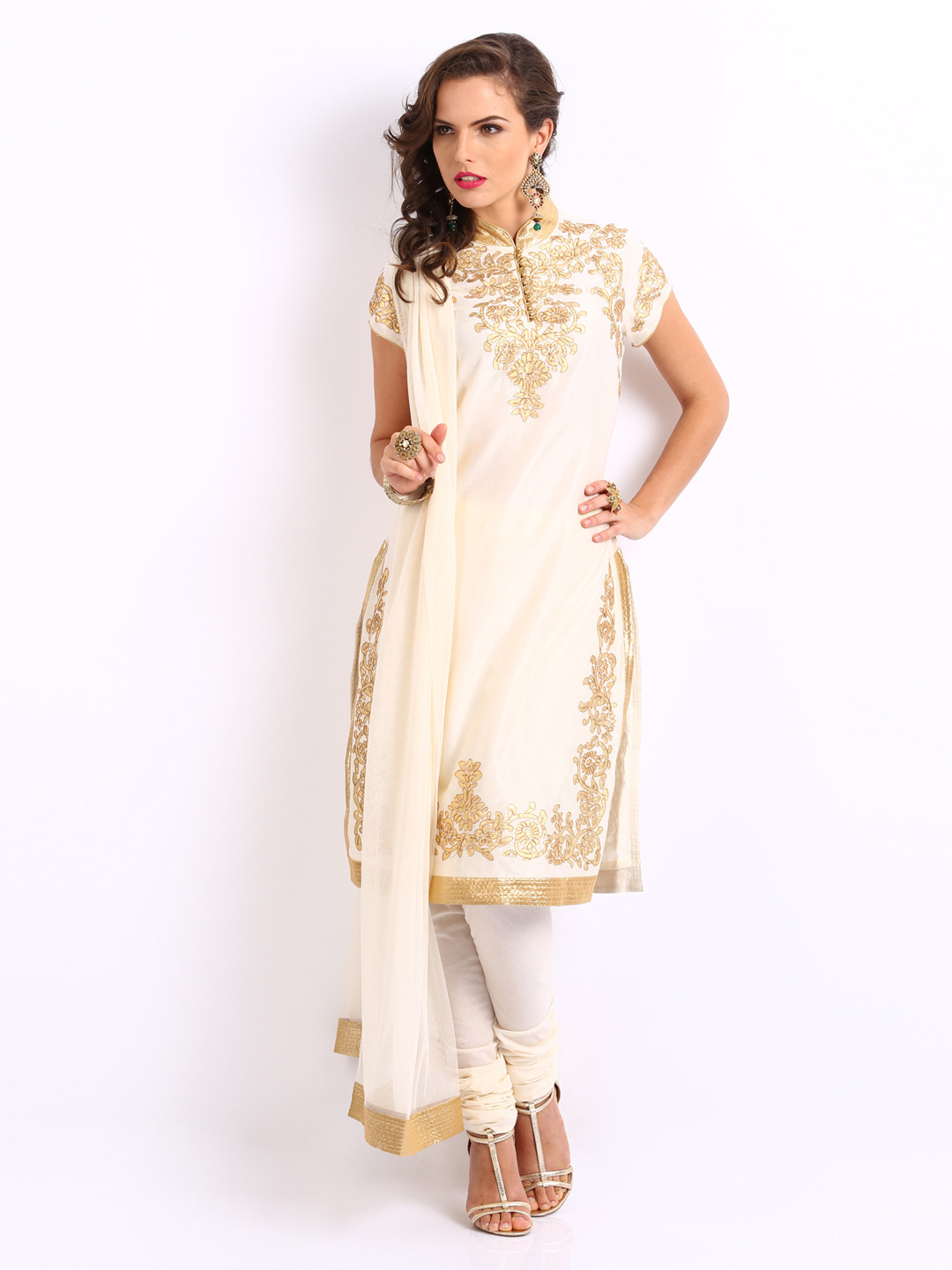 Buy BIBA OUTLET By Rohit Bal Women Cream Coloured Churidar Kurta With