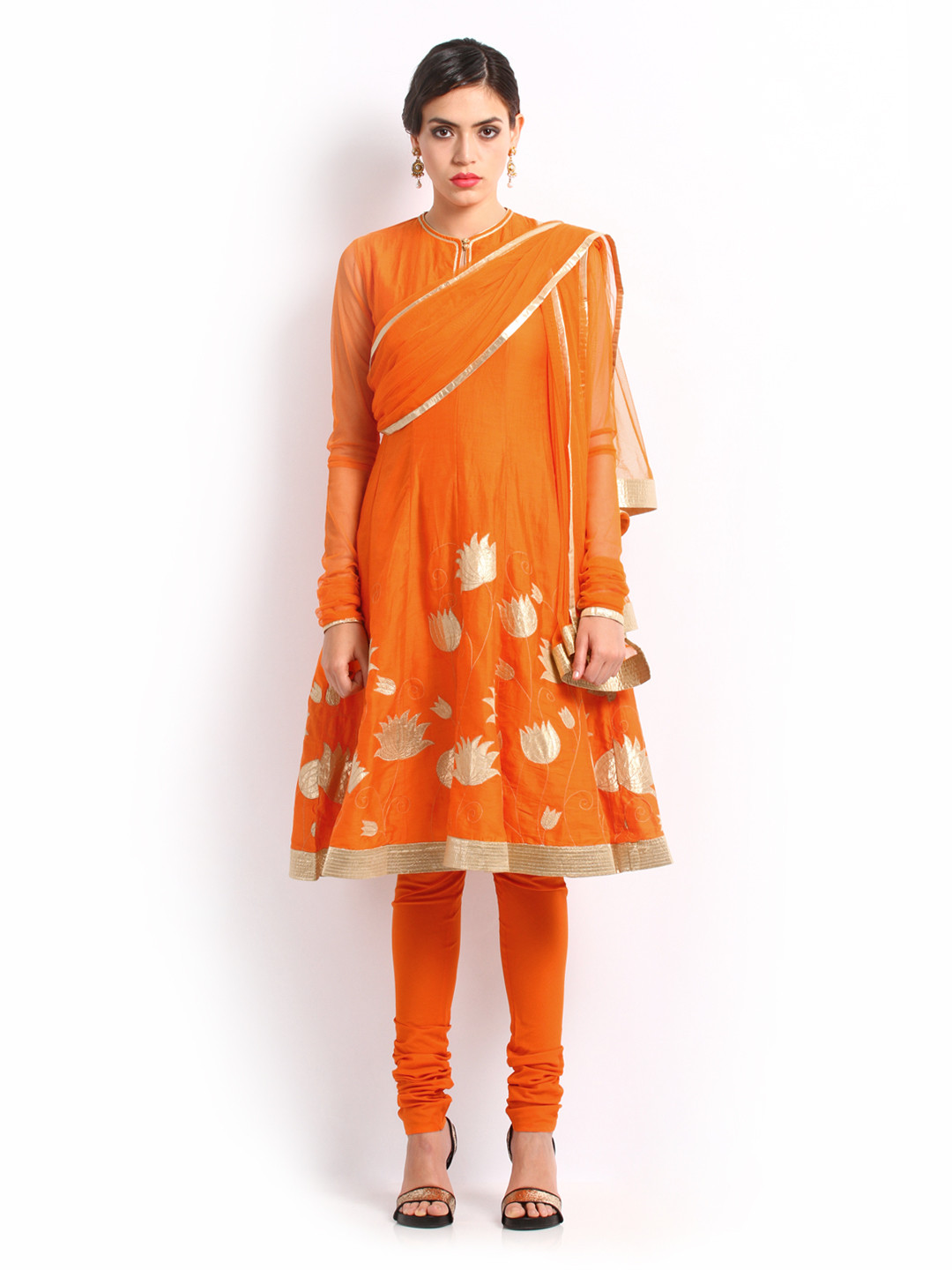 Orange Kurta Cotton Chudidaar