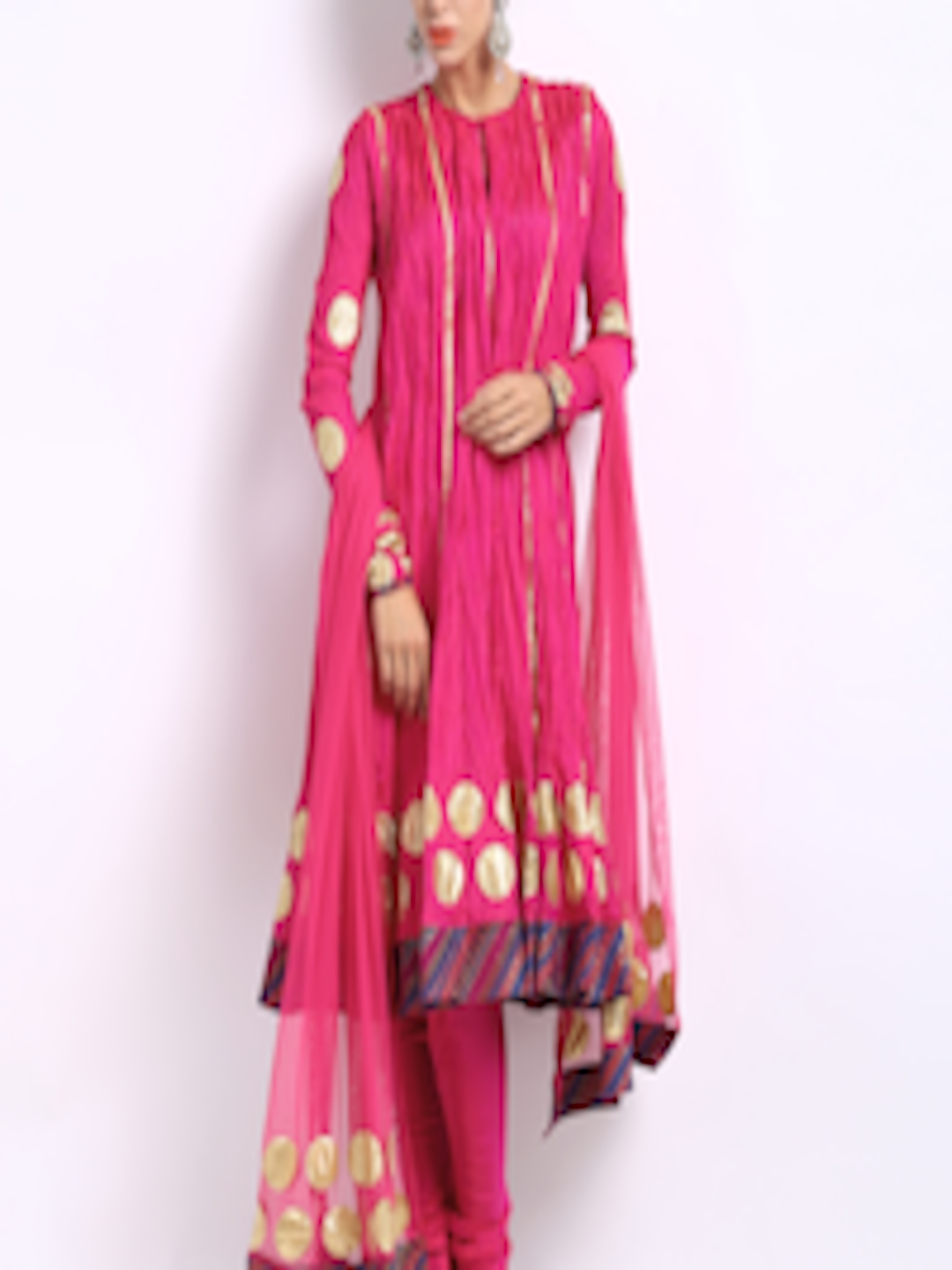 Buy Biba By Rohit Bal Women Pink Silk Anarkali Churidar Kurta Set ...