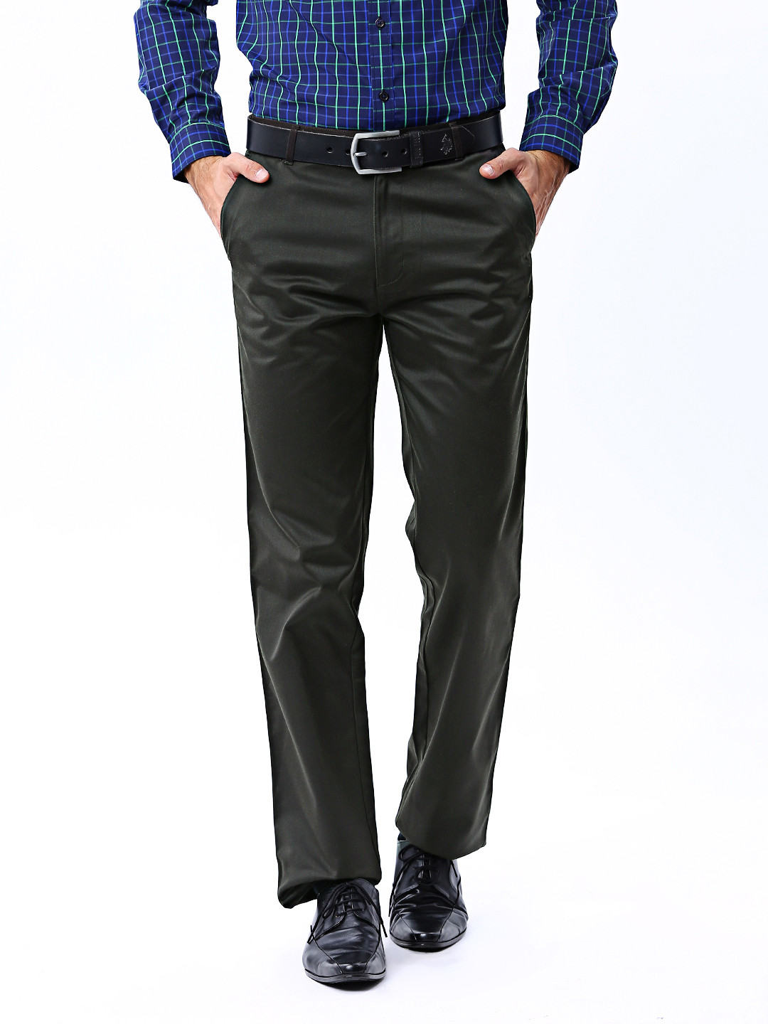 Buy Basics Men Charcoal Grey Formal Trousers Trousers for Men 427219