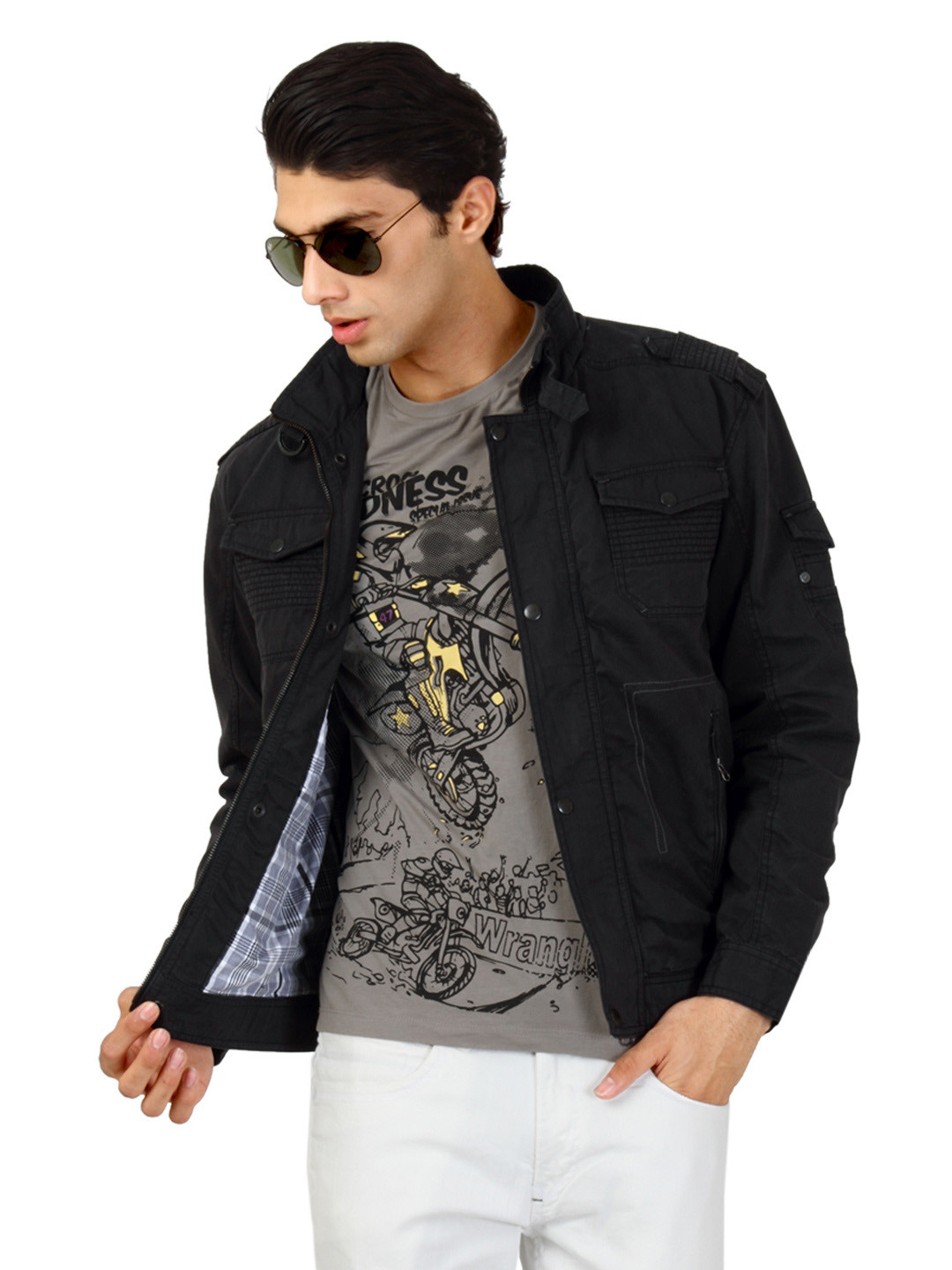 Buy Basics Men Charcoal Jacket Jackets for Men 84593 Myntra