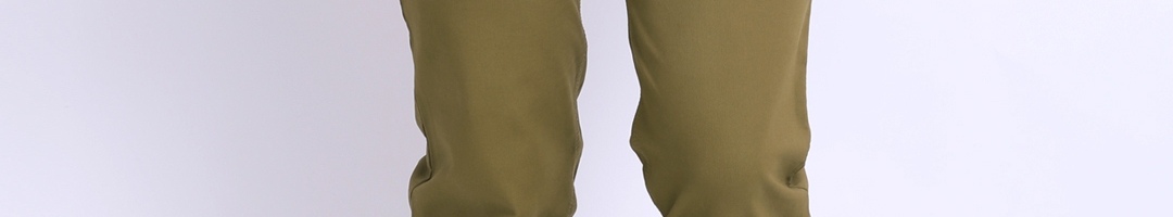 Buy Basics Men Khaki Slim Fit Casual Trousers - Trousers for Men 170713 ...