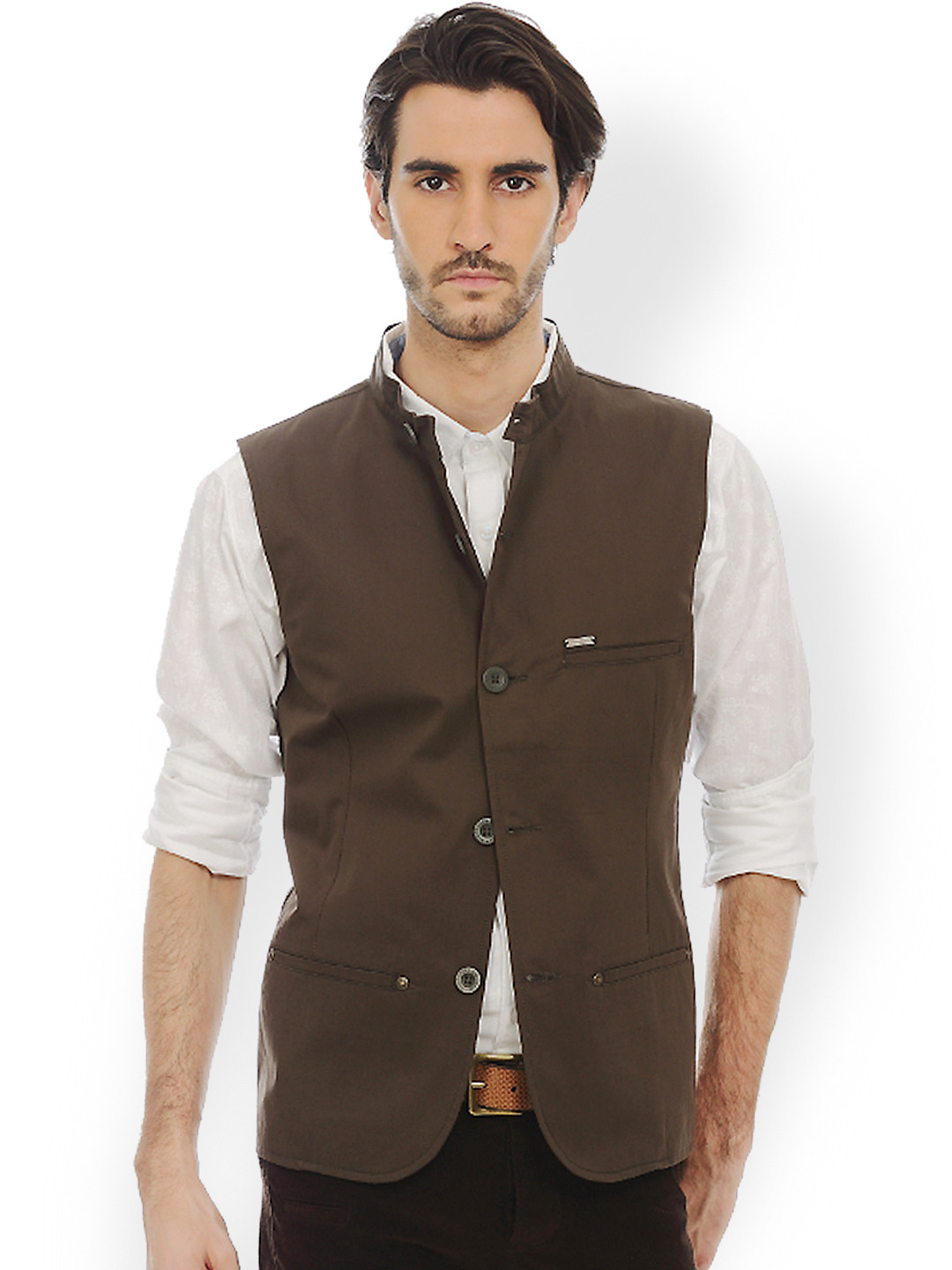 Buy Basics Men Olive Green Waistcoat Waistcoat for Men 584037 Myntra
