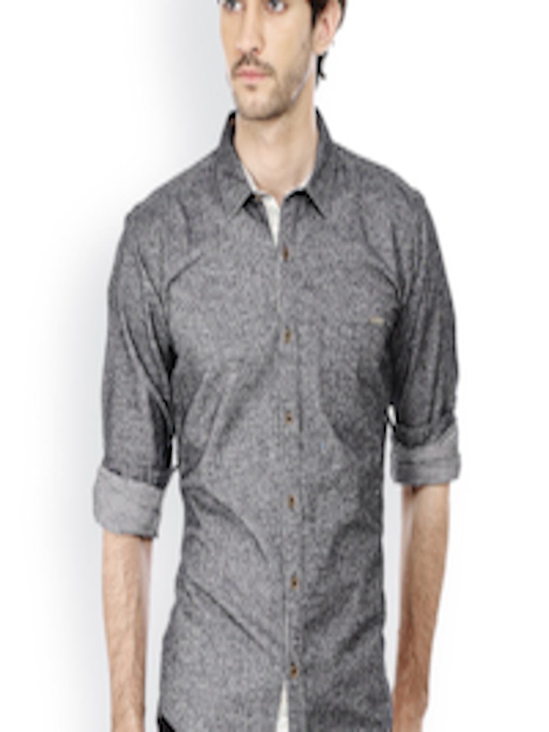 Buy Basics Men Grey Slim Fit Casual Shirt - Shirts for Men 583911 | Myntra