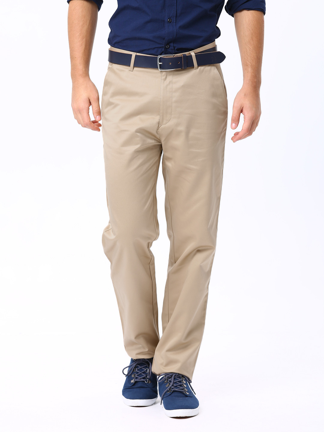Buy Basics Men Khaki Comfort Fit Trousers Trousers for Men 427226