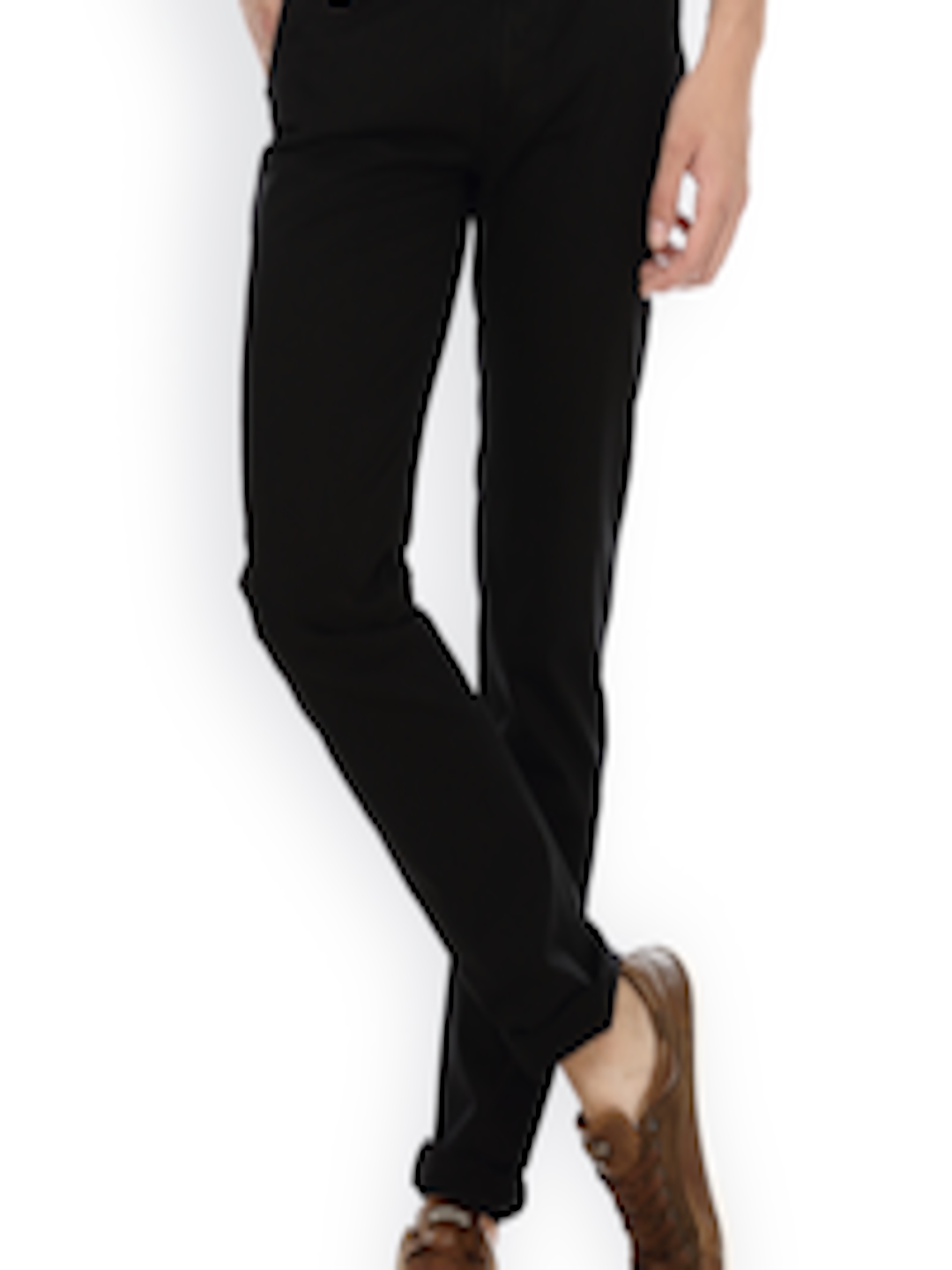 Buy Basics Men Black Tapered Chino Trousers - Trousers for Men 584063