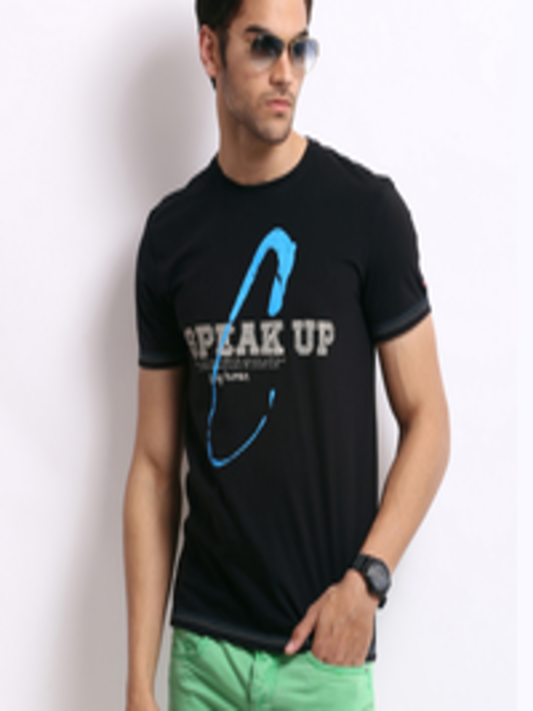 Buy Being Human Clothing Men Black Printed Pure Cotton T Shirt ...