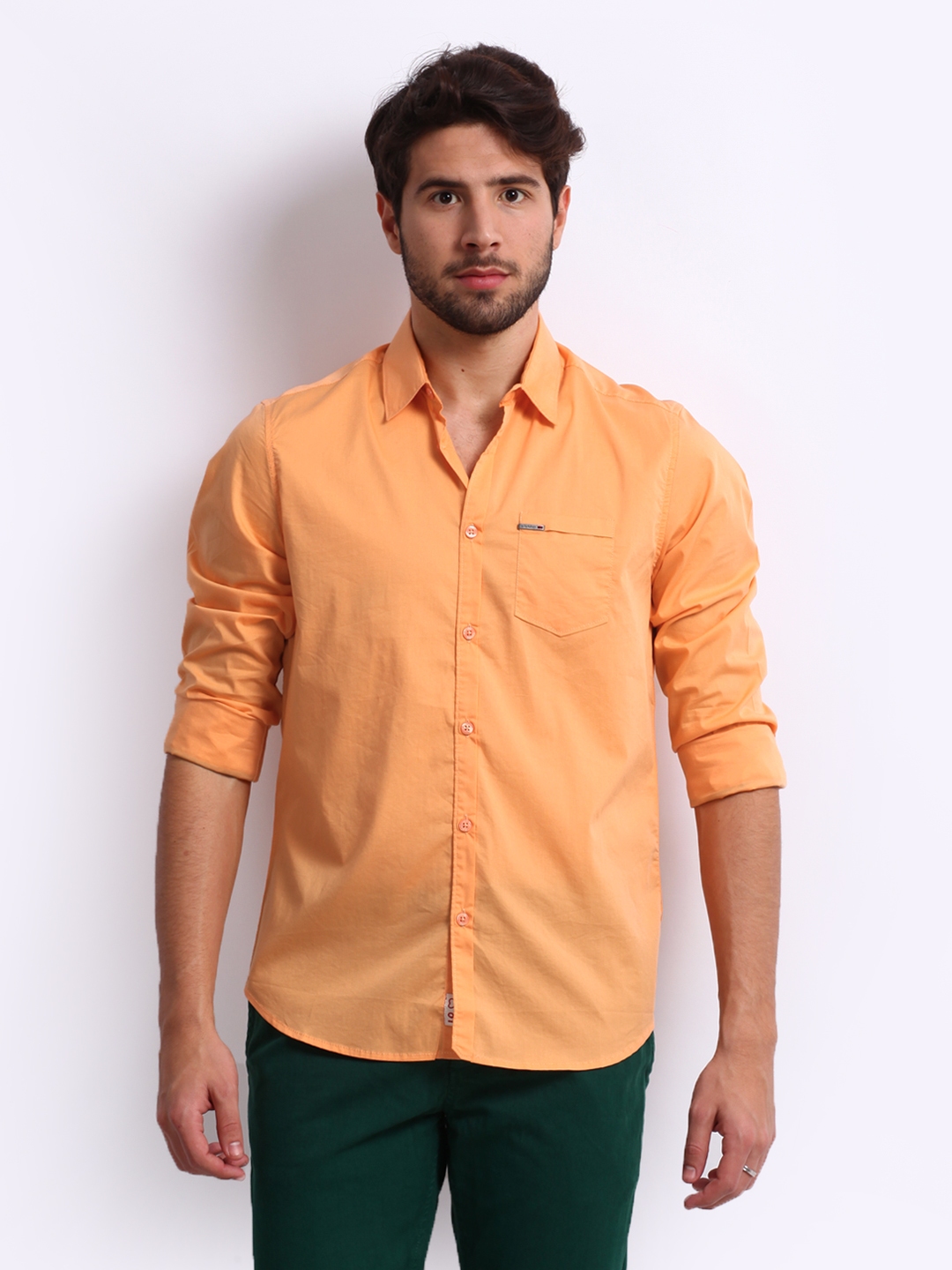 Buy Being Human Clothing Men Orange Slim Fit Casual Shirt - Shirts for ...