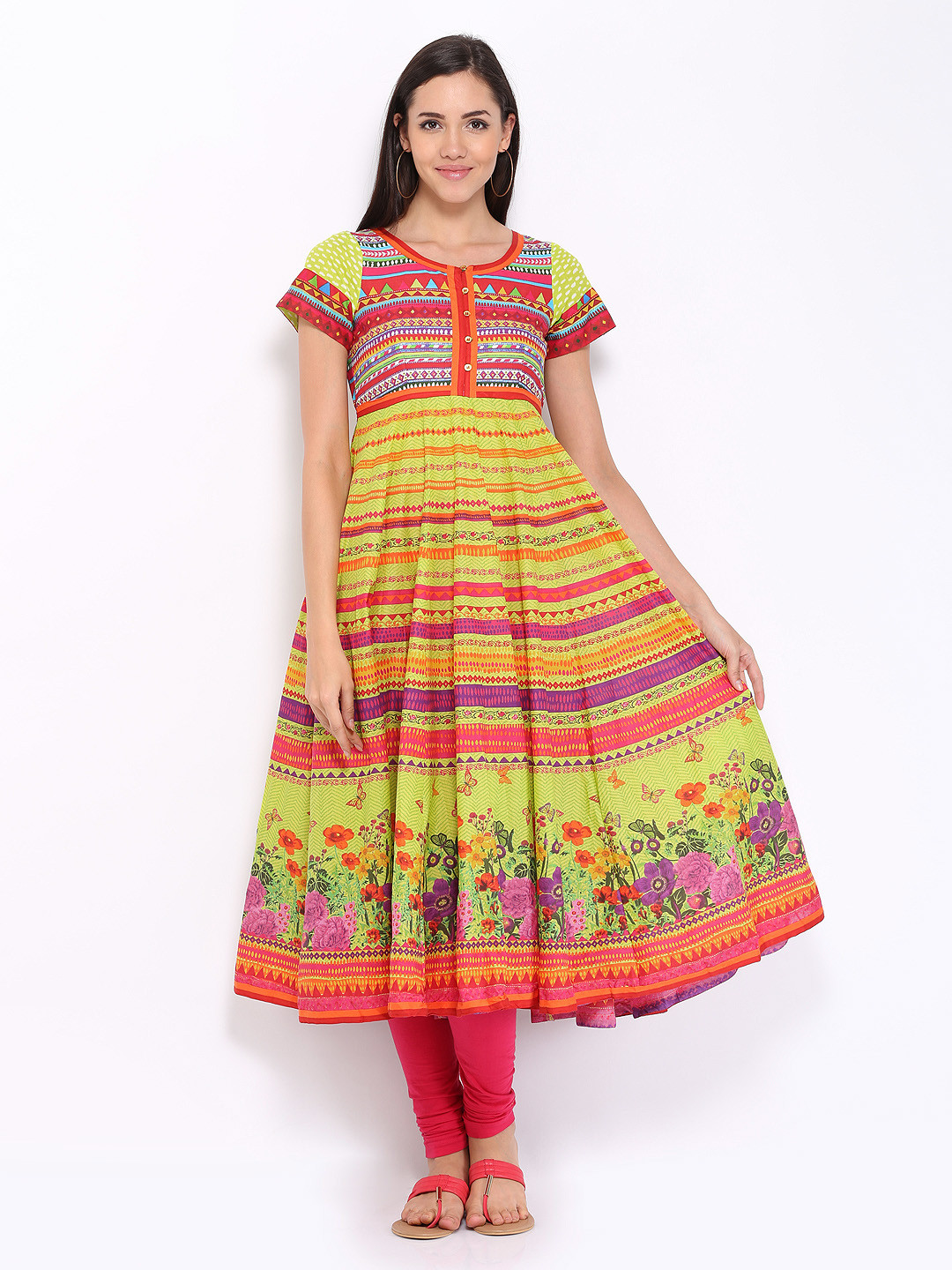 Buy BIBA OUTLET Women Multi Coloured Printed Anarkali Kurta Kurtas