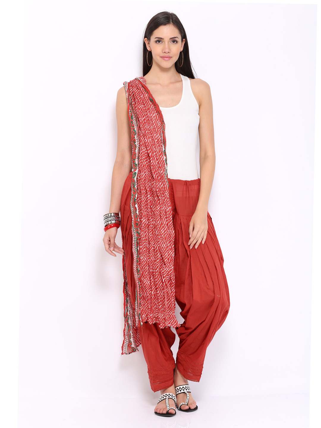 Buy BIBA OUTLET Women Red Patiala & Dupatta Set Patiala for Women