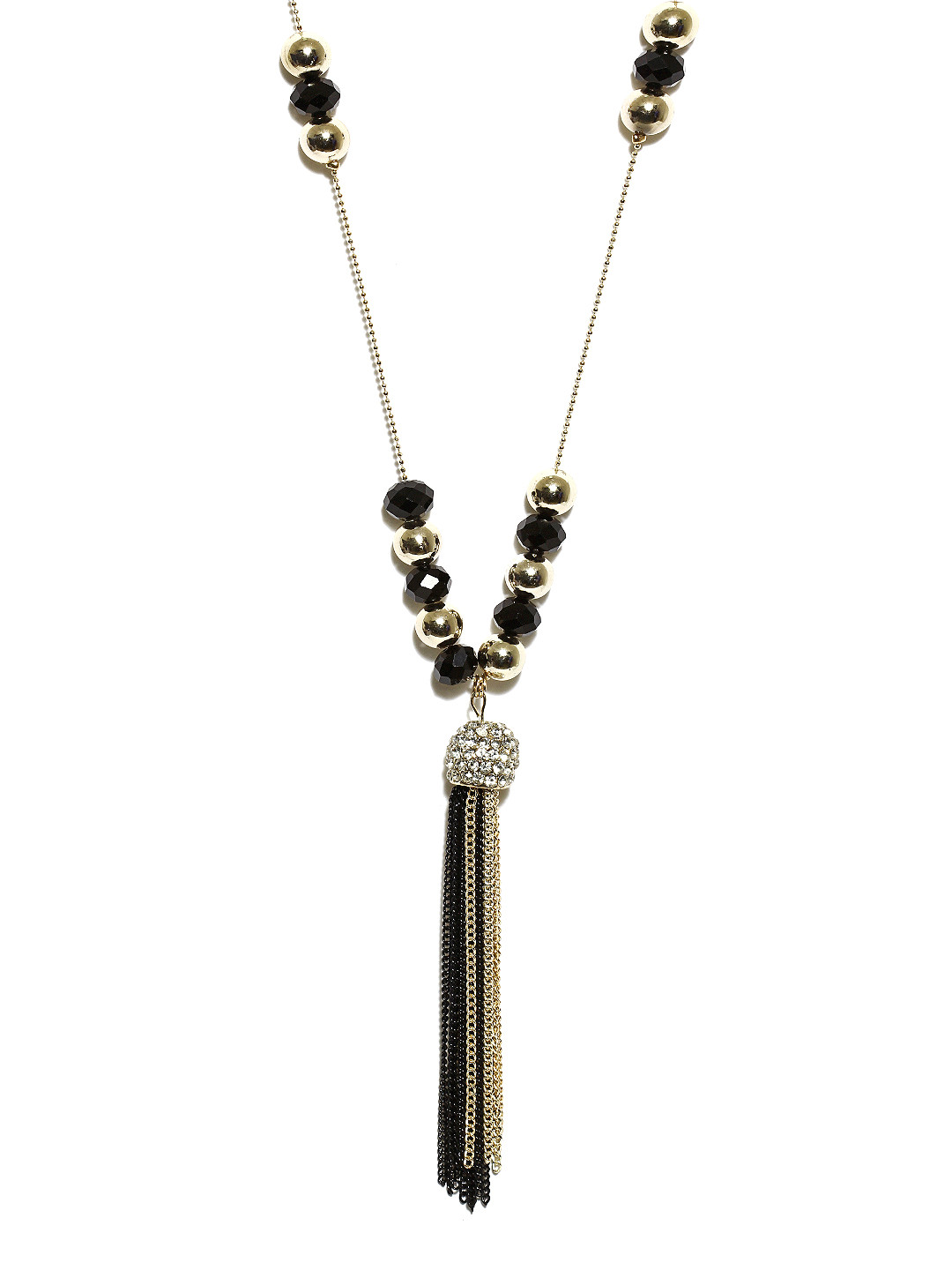 Buy Blissdrizzle Black & Muted Gold Toned Necklace Necklace And
