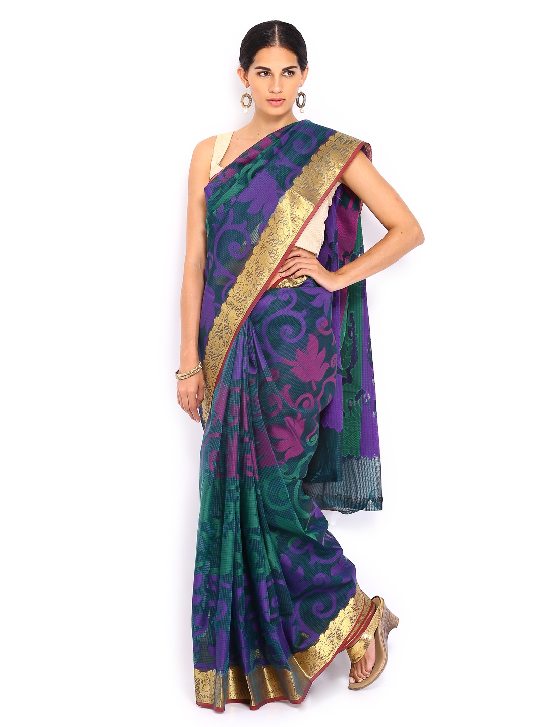 Buy Bunkar Green Cotton Traditional Saree - Sarees for Women 313574 ...