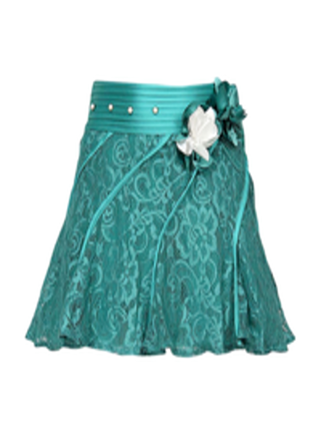 Buy CUTECUMBER Girls Turquoise Green Lace Skirt - Skirts for Girls ...