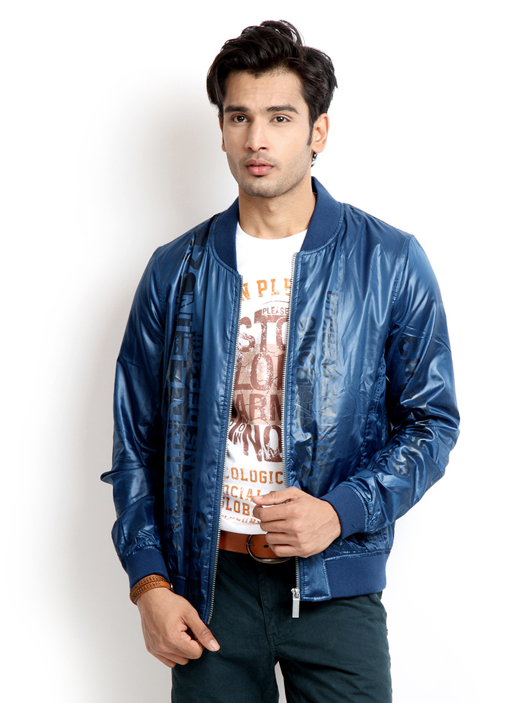 Buy Calvin Klein Jeans Men Blue Printed Rain Jacket Jackets for Men