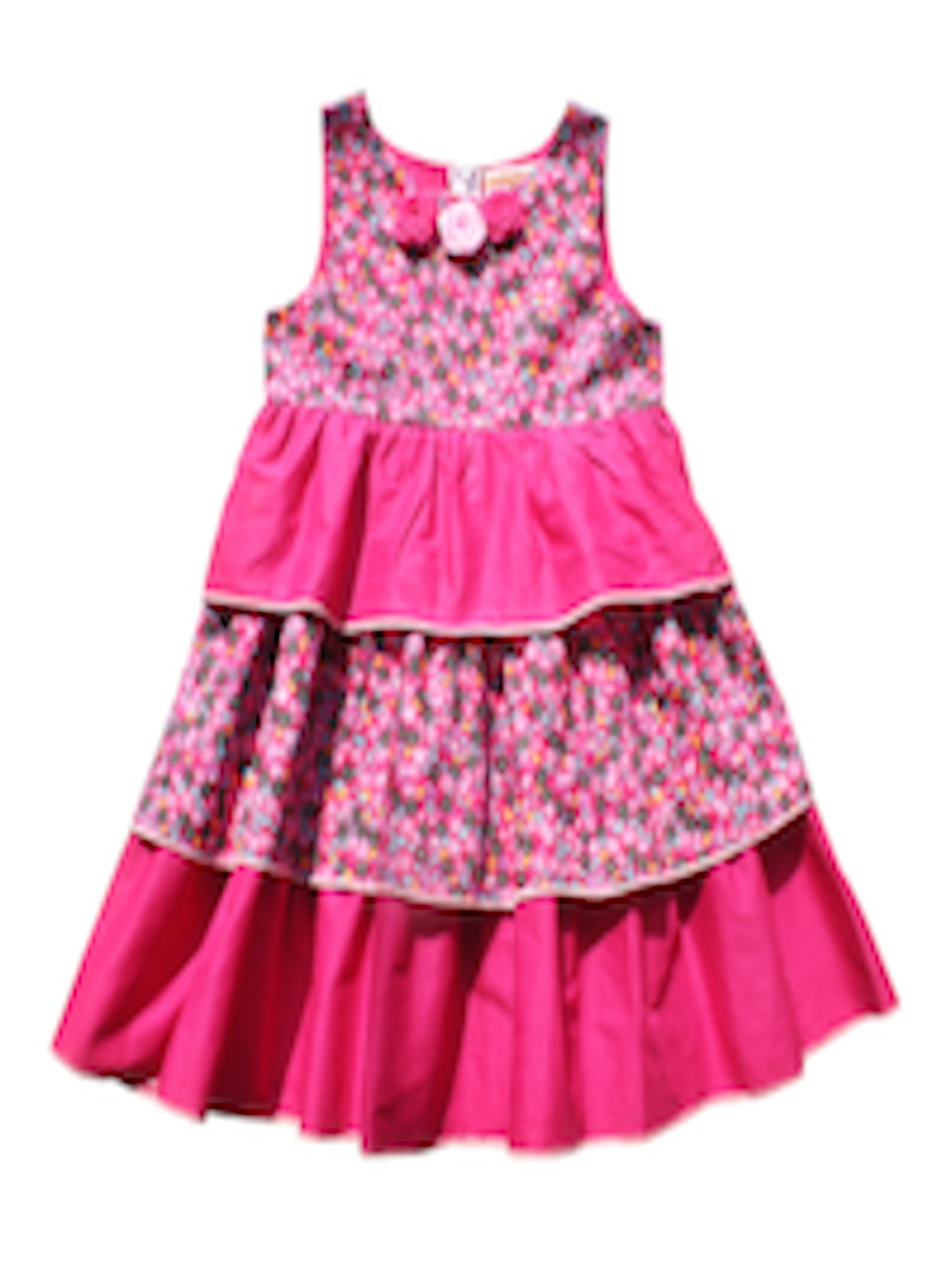 Buy Campana Girls Pink Printed Tiered Shift Dress - Dresses for Girls ...