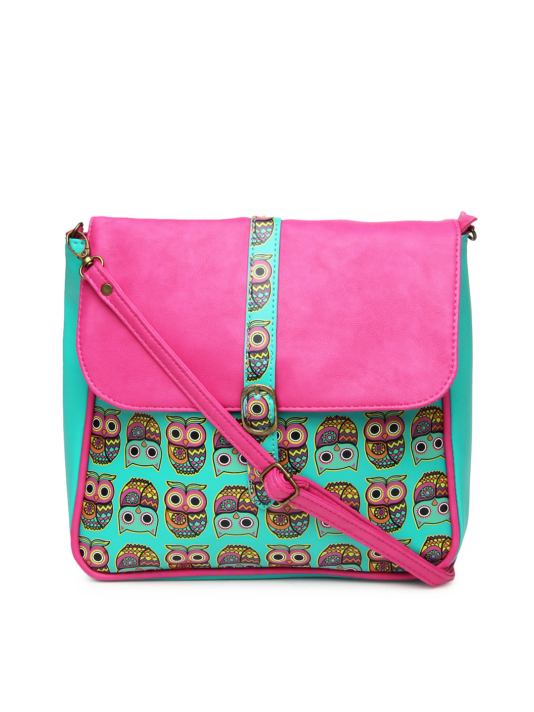 Buy Chumbak Blue & Pink Owl Printed Sling Bag Handbags for Women