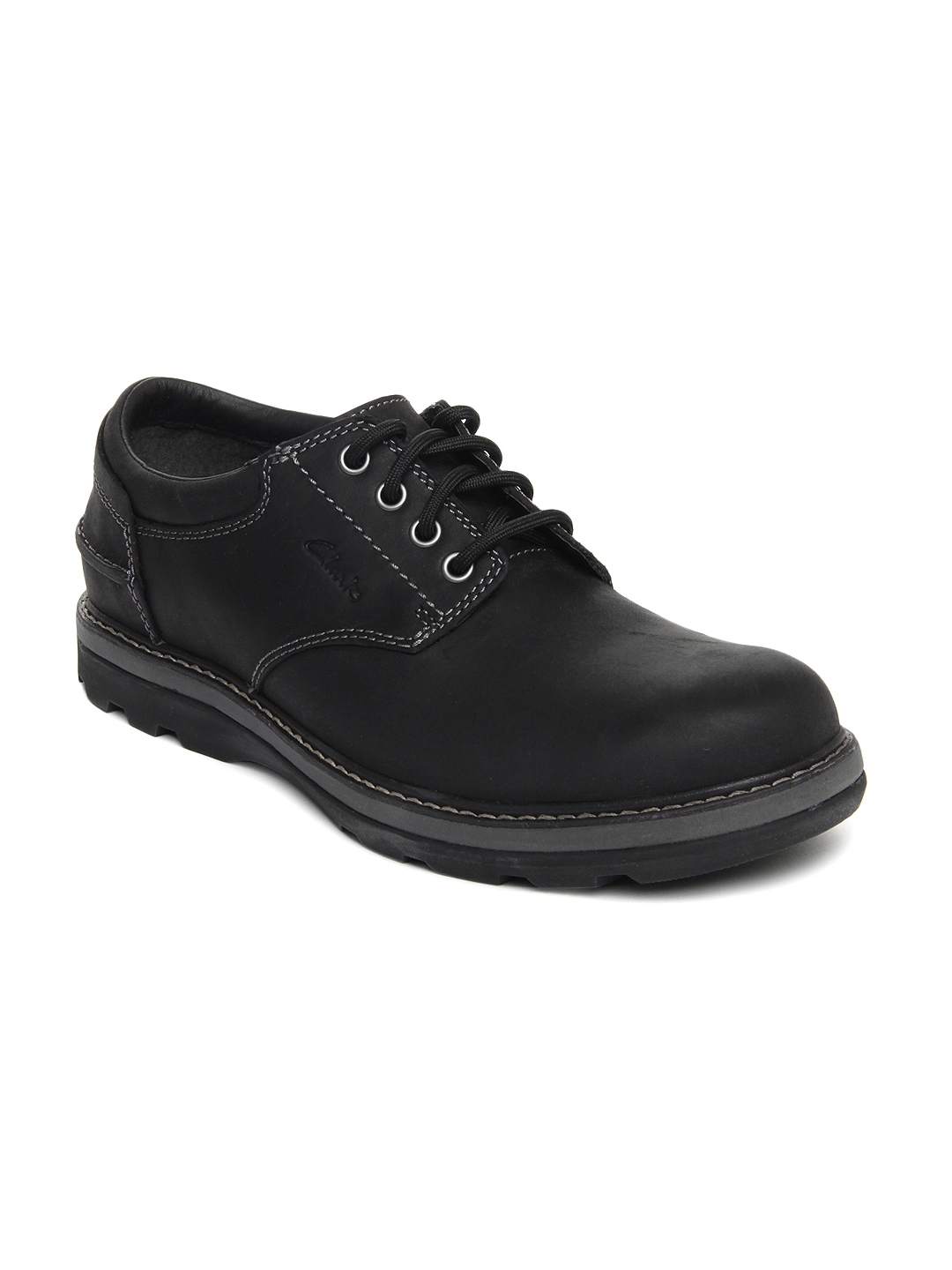clarks mens black leather shoes