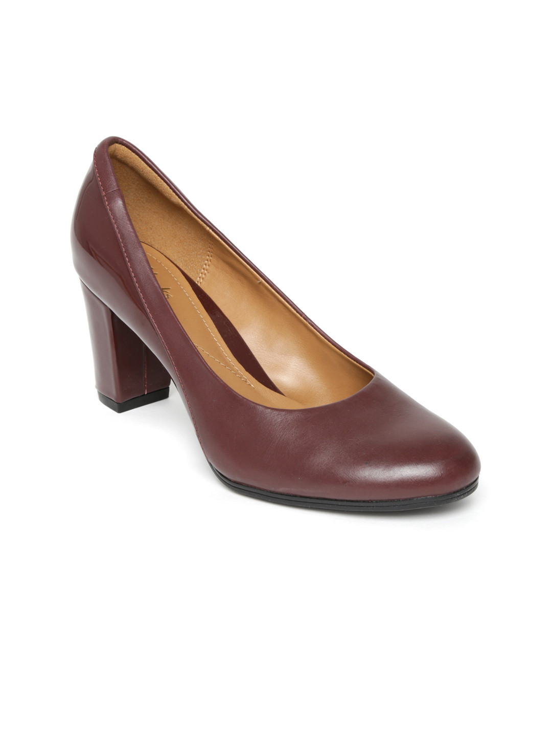 Buy Clarks Women Dark Brown & Burgundy Leather Pumps Heels for Women
