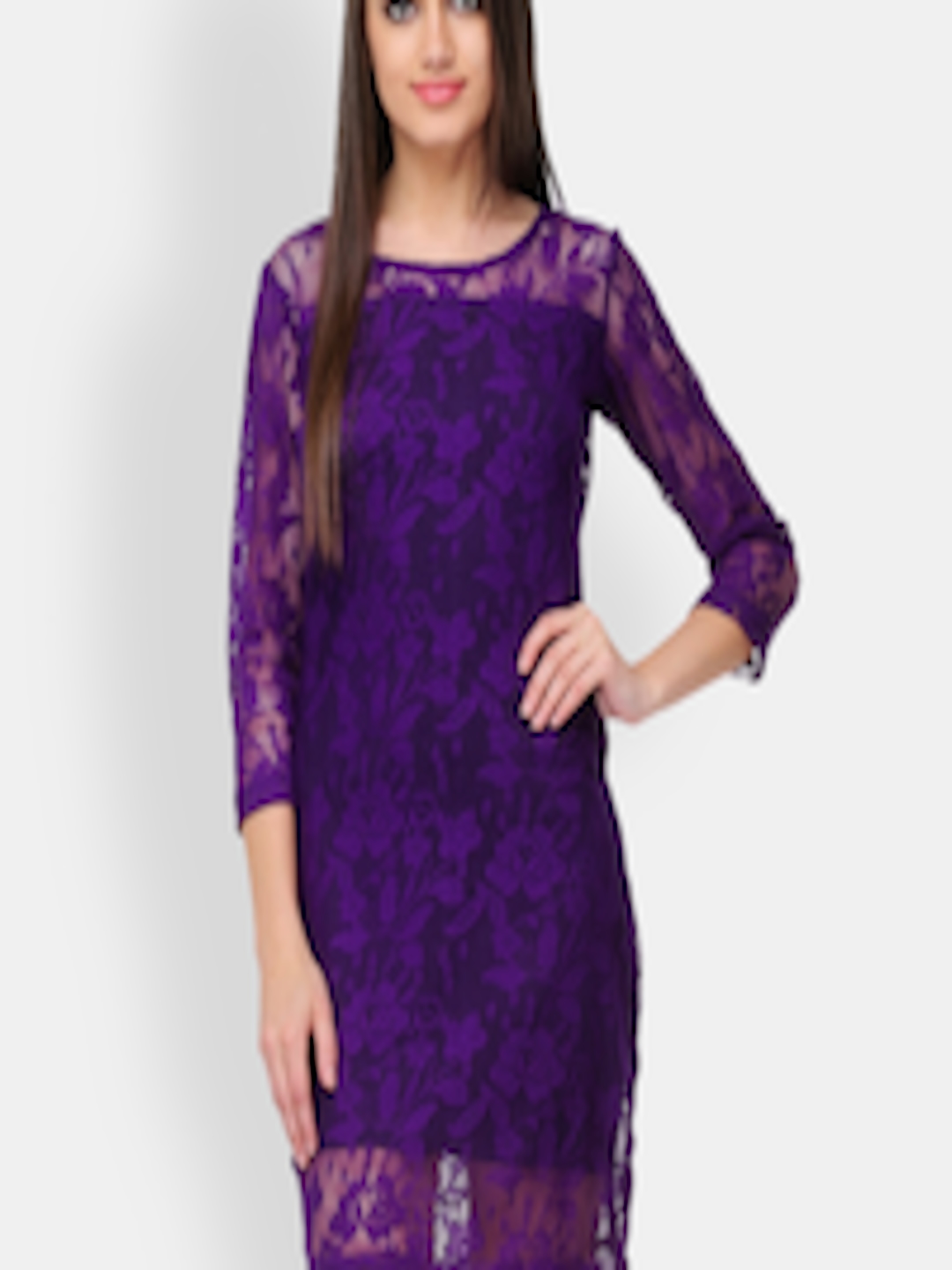 Buy Color Cocktail Purple Lace Bodycon Dress - Dresses for Women 287805 ...