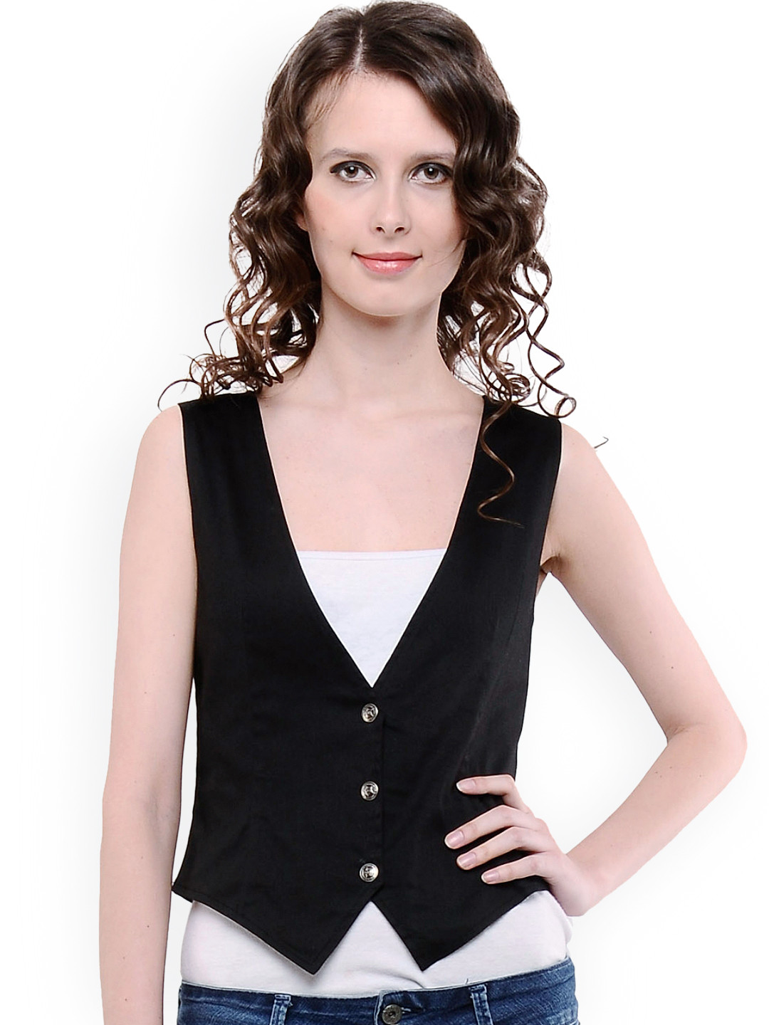 Buy Cottinfab Women Black Waistcoat Waistcoat for Women 753618 Myntra