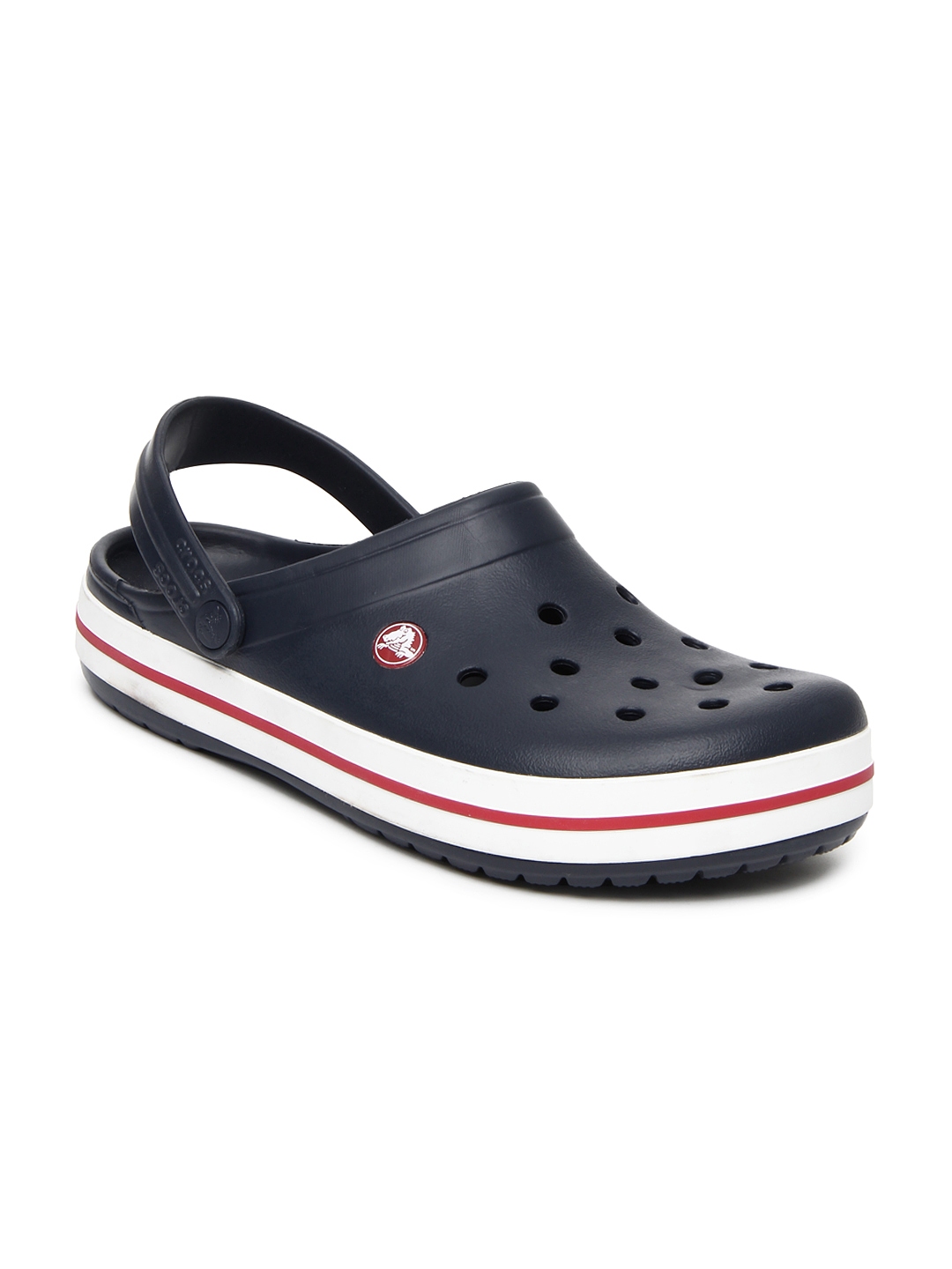 navy blue lined crocs