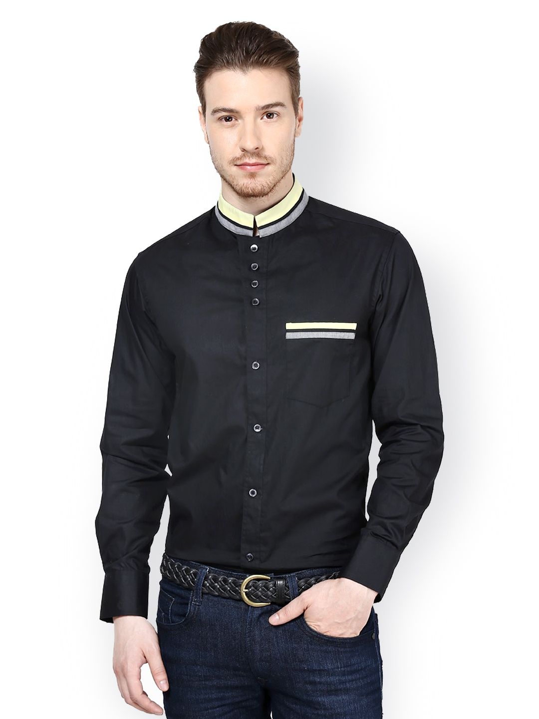 Buy Dazzio Men Black Slim Fit Partywear Shirt - Shirts for Men 525871 ...