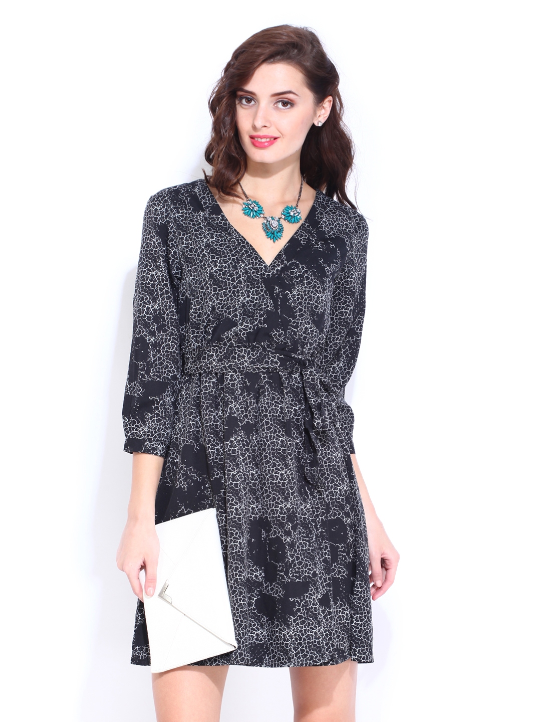 Buy DressBerry Black Printed Wrap Berry Dress - Dresses for Women 295678 | Myntra
