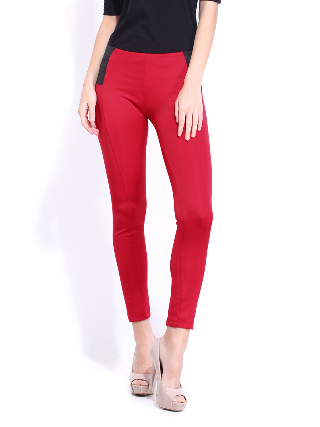 Buy DressBerry Women Red Treggings - Jeggings for Women 245393 | Myntra
