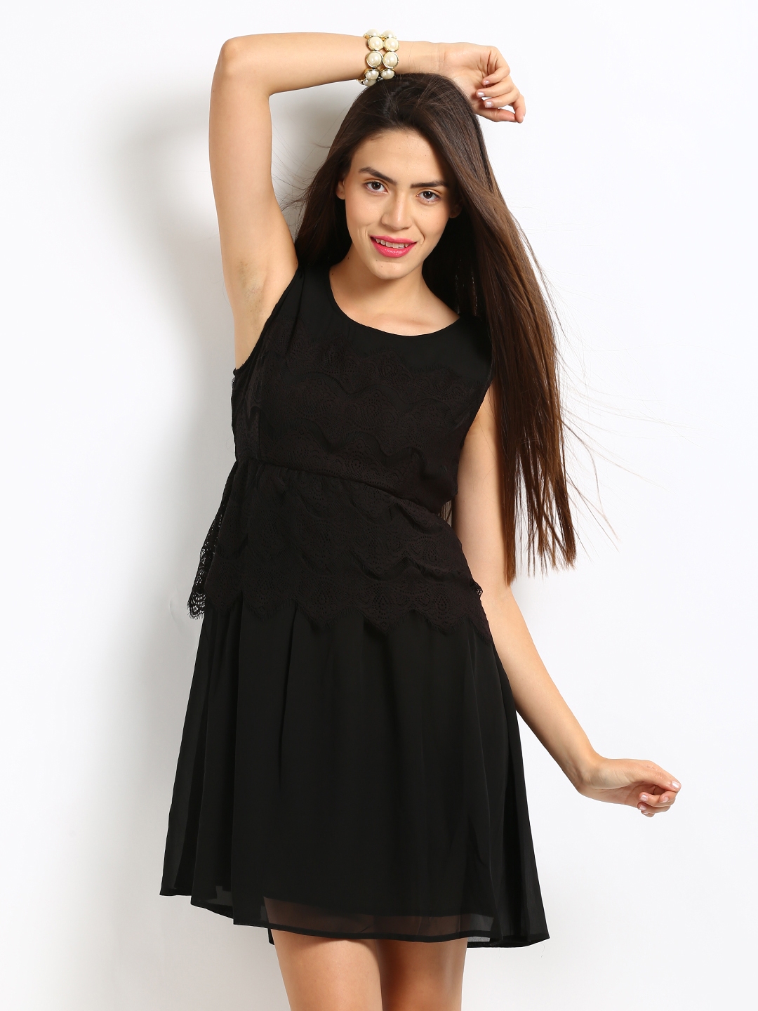 black fit and flare gown
