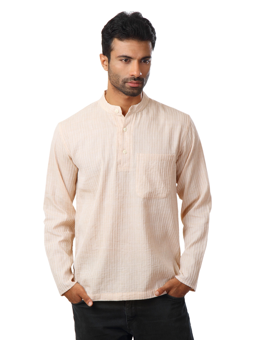 Buy Fabindia Men Beige Self Striped Kurta - Kurtas for Men 56703 | Myntra