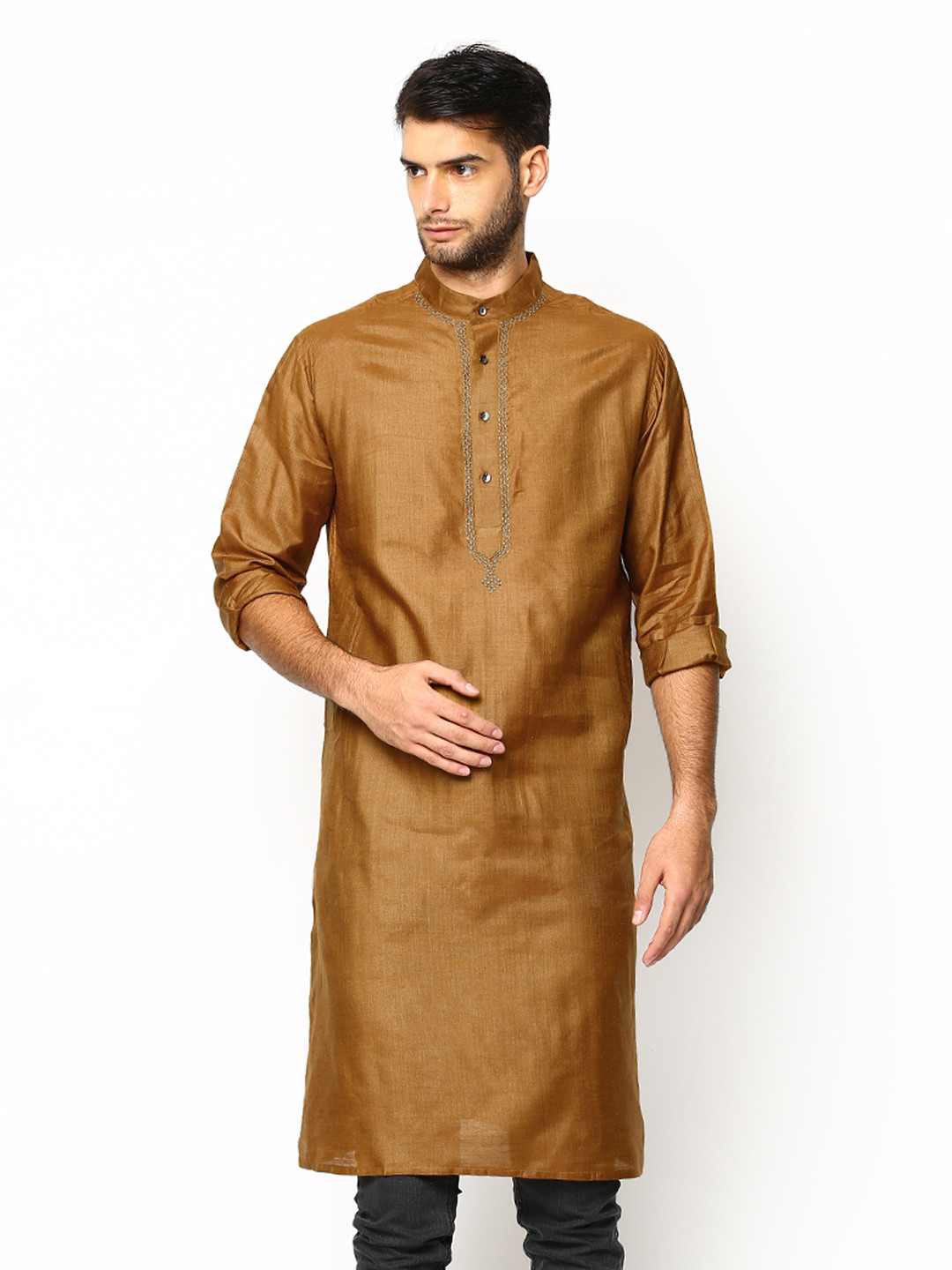 Buy Fabindia Men Mustard Brown Kurta Kurtas for Men 415256 Myntra