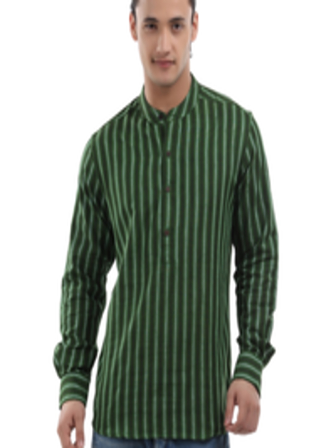 Buy Fabindia Men Green Striped Kurta - Kurtas for Men 110582 | Myntra