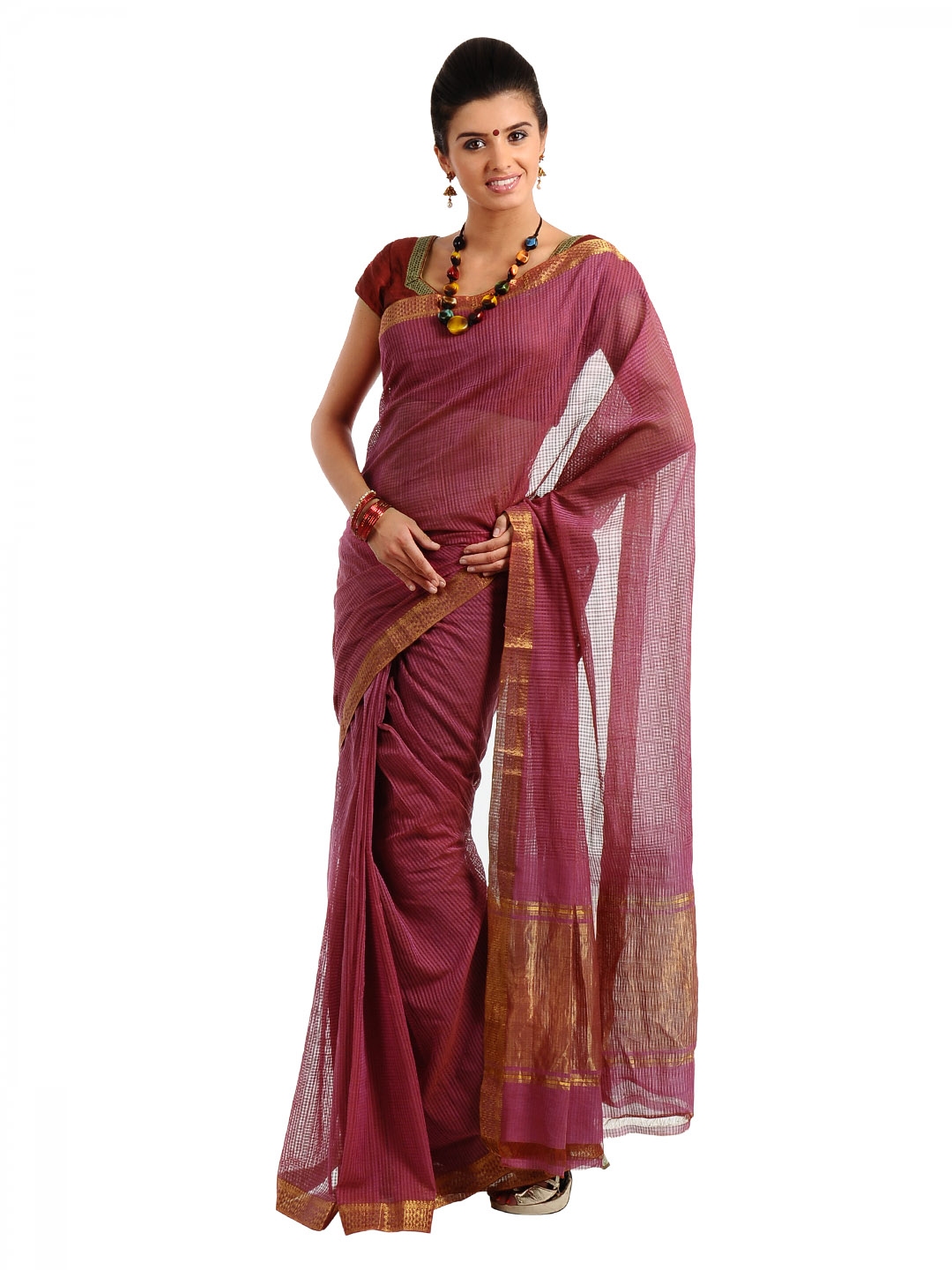 Buy Fabindia Pink Mangalagiri Saree - Sarees for Women 45991 | Myntra