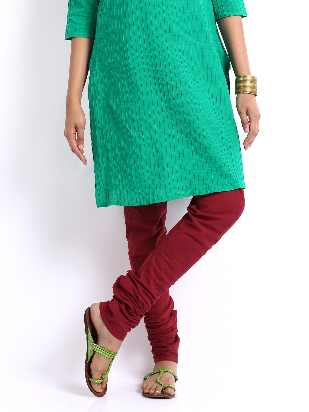 Dark Green Rayon Churidar Pants main image 0