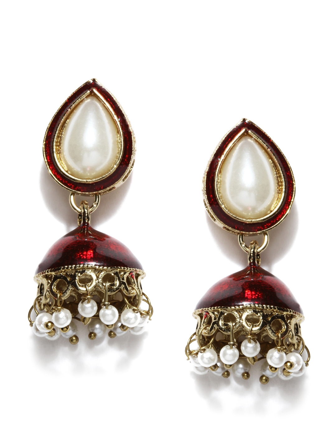 Buy Fida Antique Gold Toned & Red Drop Earrings - Earrings for Women ...