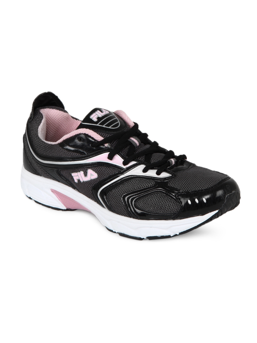 black and pink fila trainers