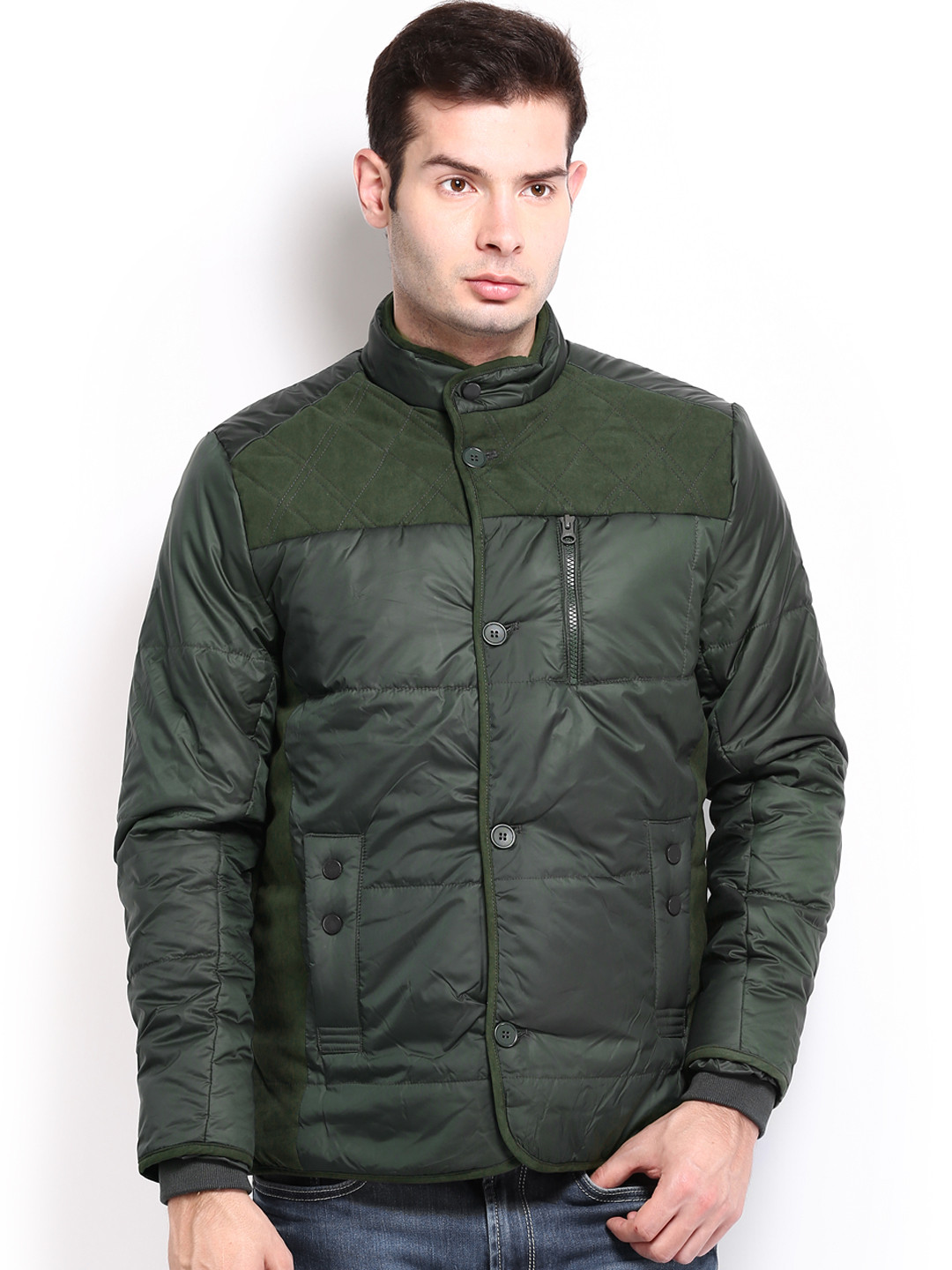 Buy Flying Machine Men Olive Green Padded Jacket - Jackets for Men ...