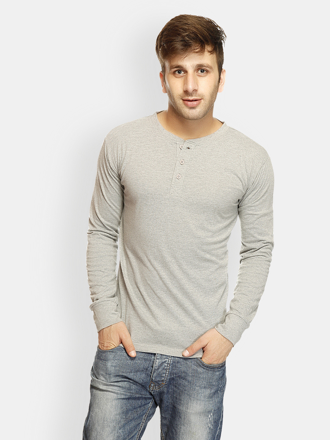 Download Buy Gritstones Men Grey Melange T Shirt - Tshirts for Men ...