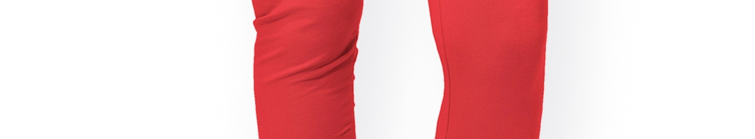 Buy Go Colors Women Red Solid Churidar Length Leggings - Leggings for ...