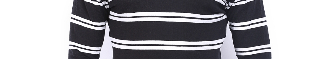 Buy HIGHLANDER Men Black & White Striped Sweater - Sweaters for Men ...